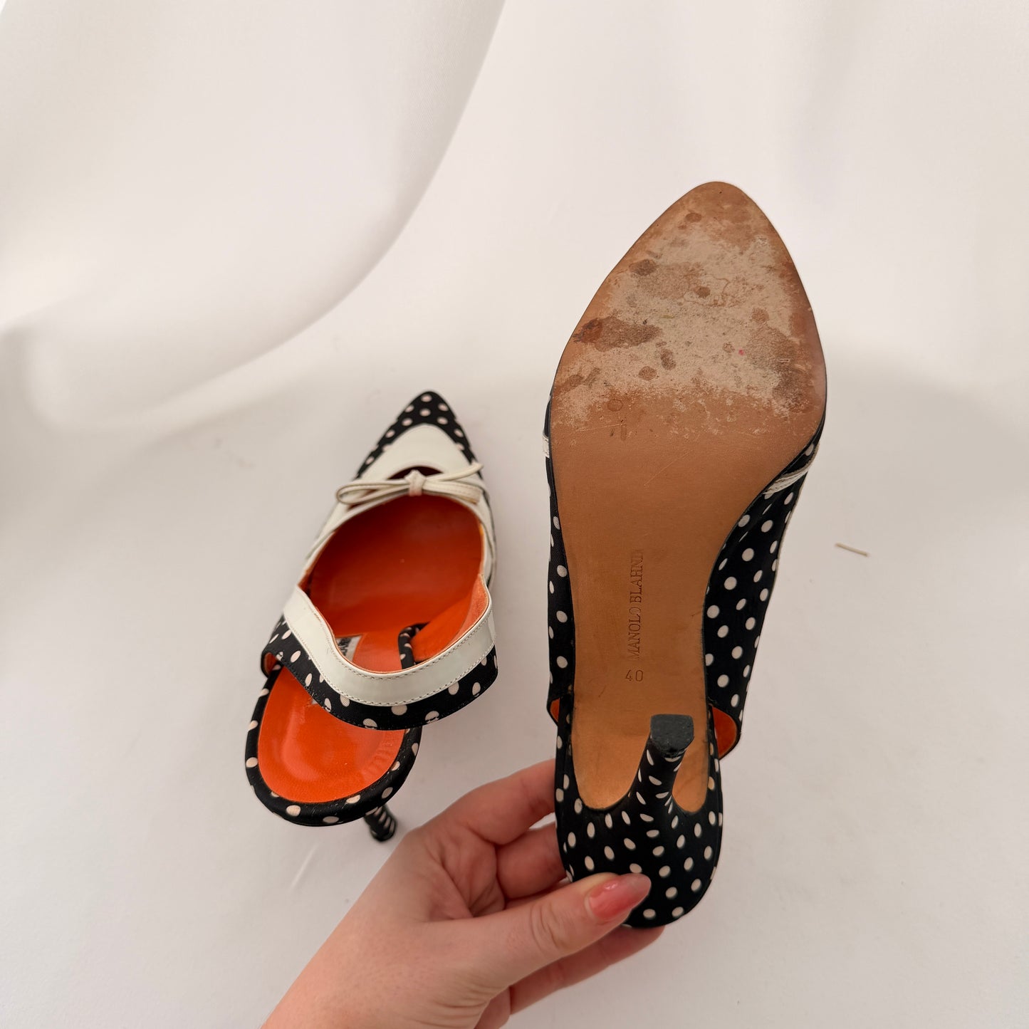 Manolo Blahnik Polka Dot Slingbacks