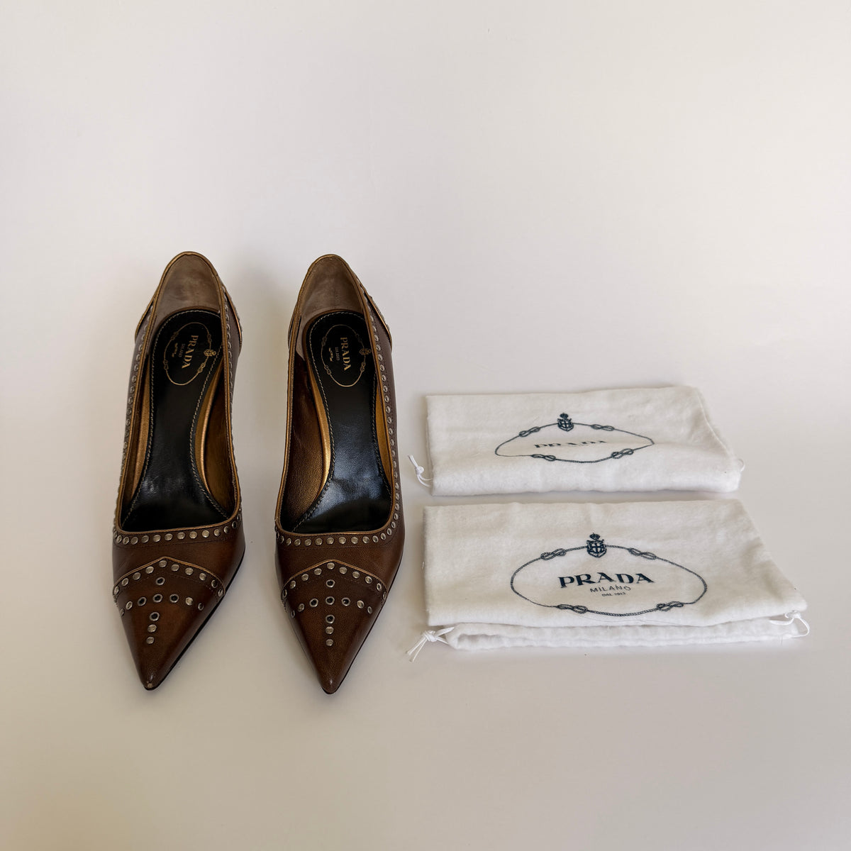 2000s Prada Studded Pointed Toe Pumps