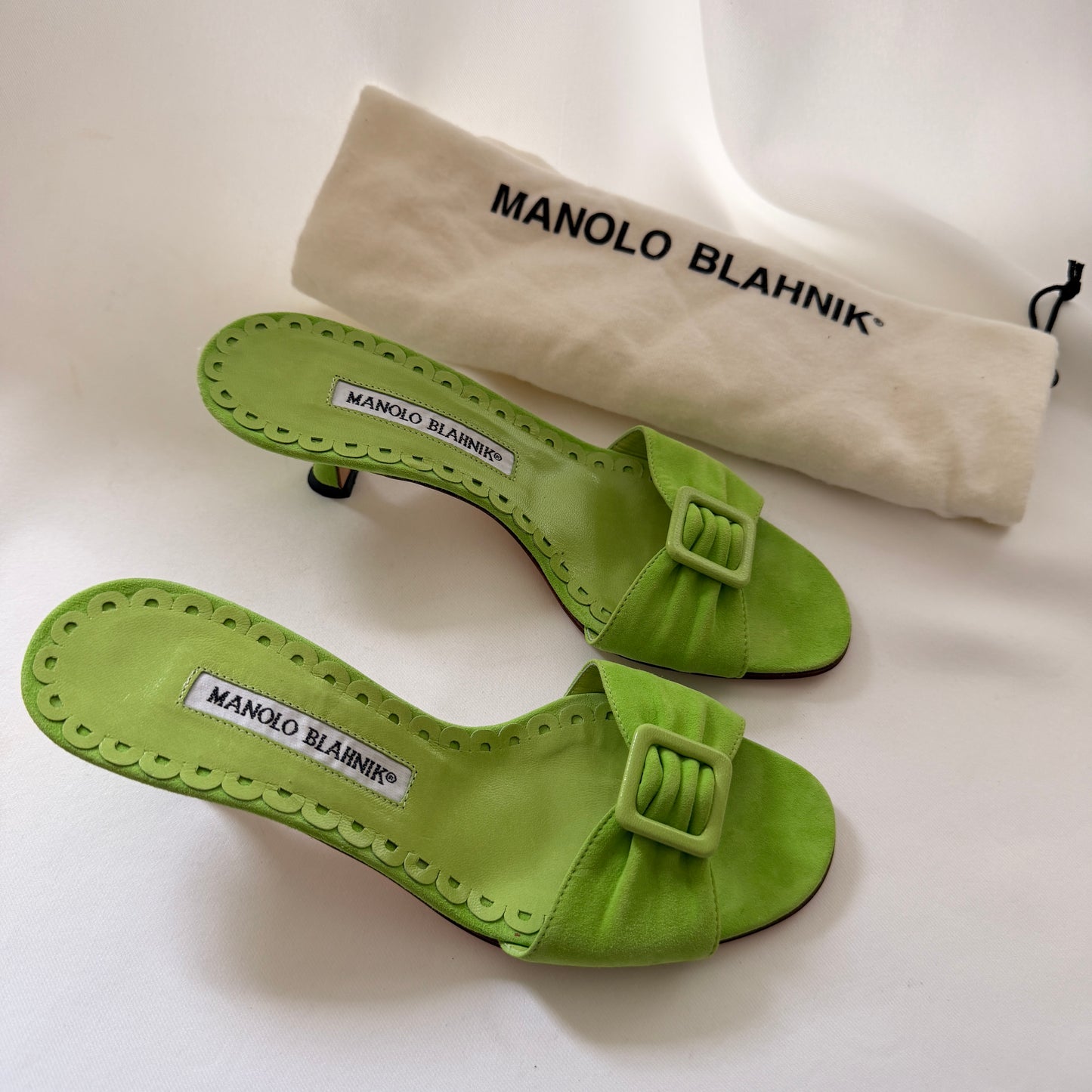 Manolo Blahnik Buckle Mules - Green