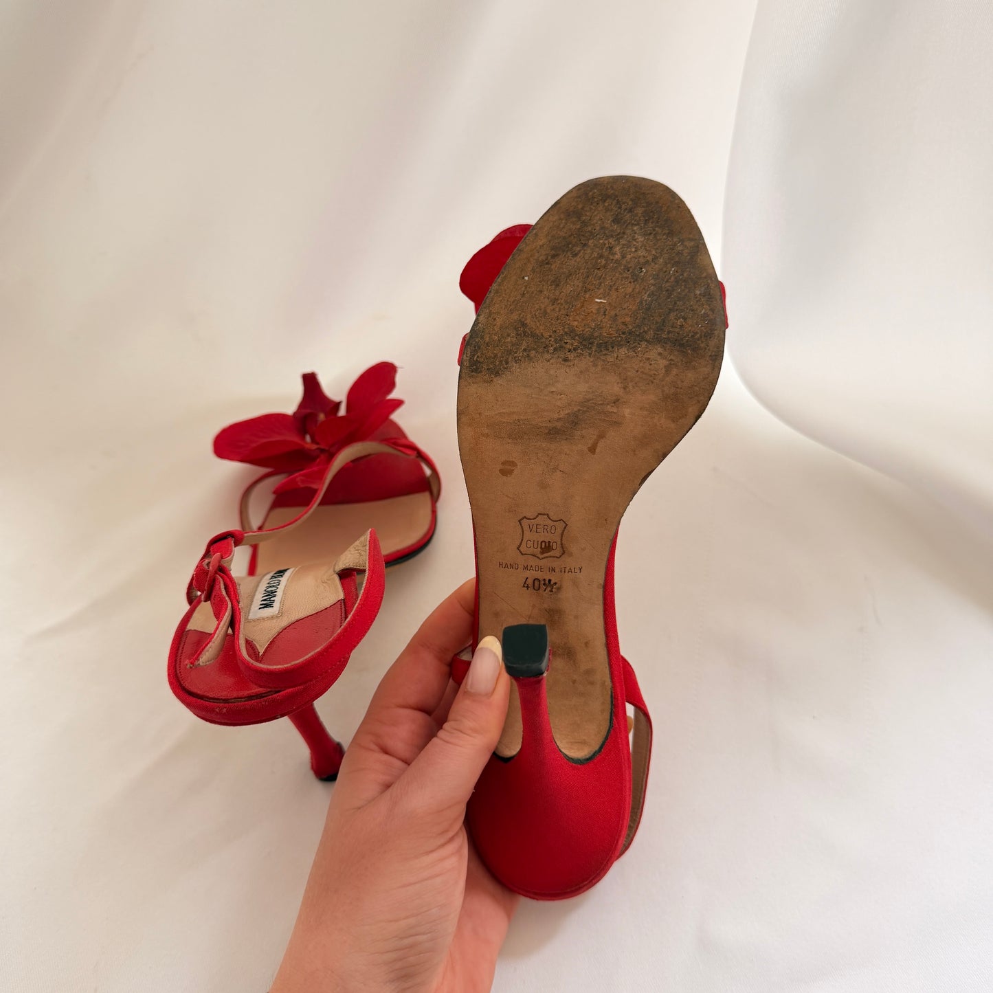Manolo Blahnik Reworked Orchid Heels - Red