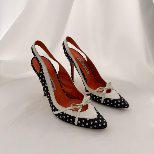 Manolo Blahnik Polka Dot Slingbacks