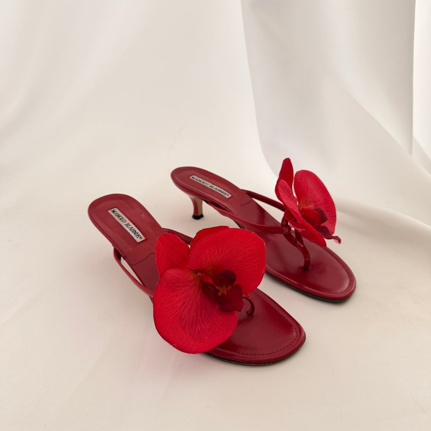 Manolo Blahnik Reworked Orchid Heels - Red
