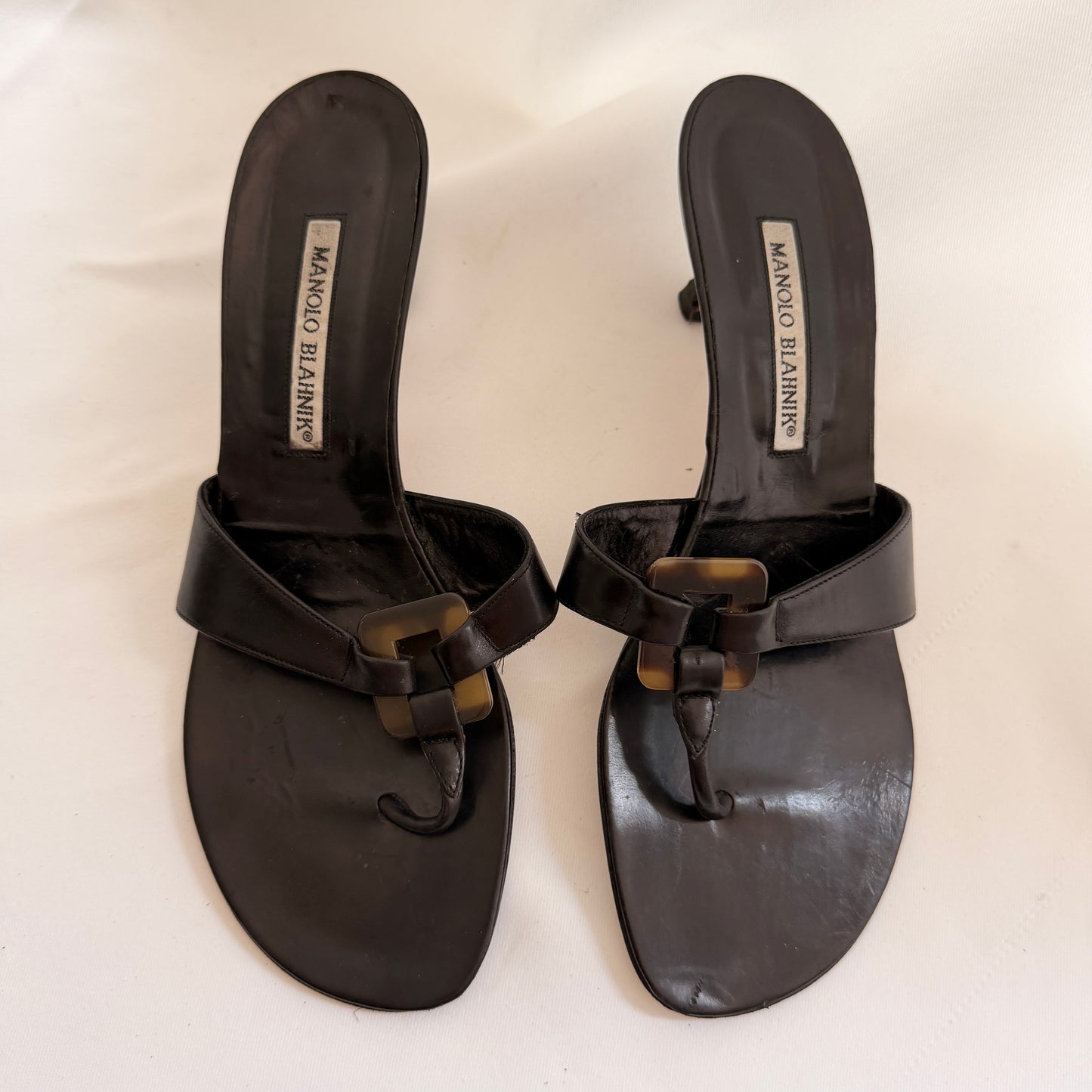 Manolo Blahnik Tortoiseshell Buckle Mules