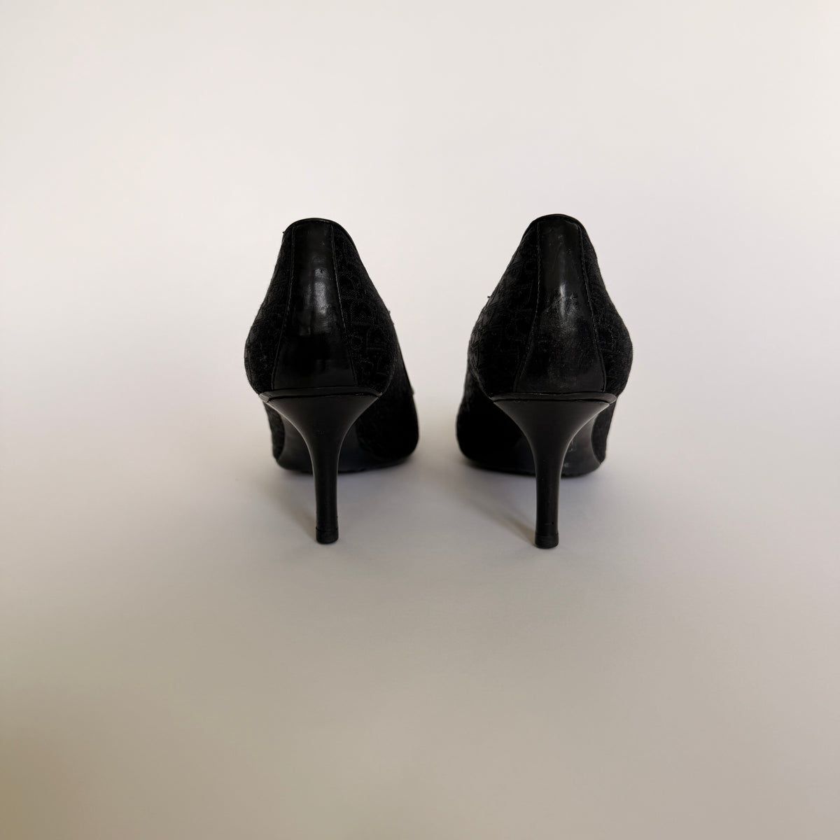Dior Galliano Diorissimo Monogram Black Pointed Toe Pumps