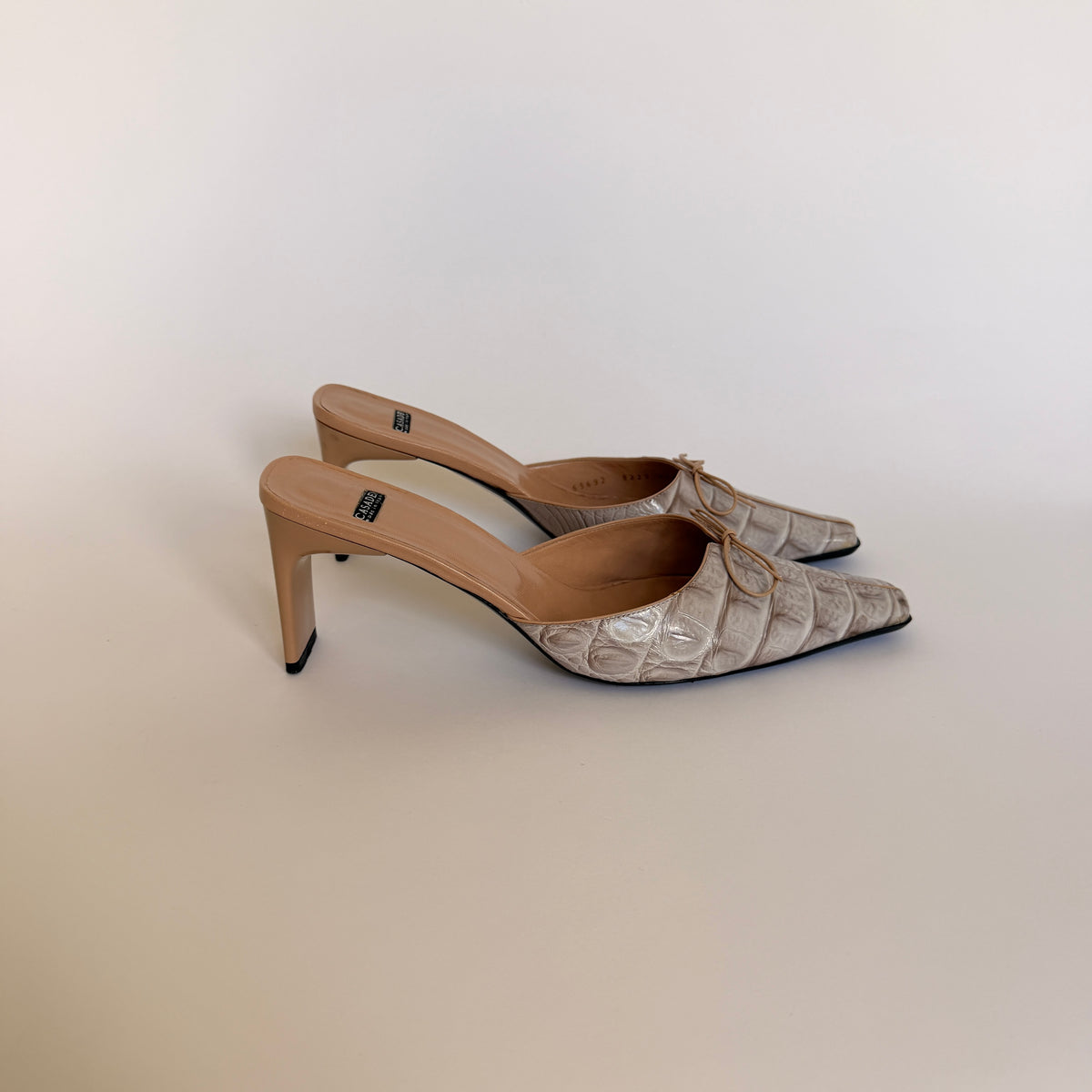 Casadei Pellame Horn Beige Mules