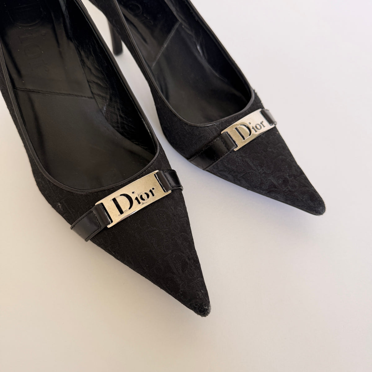 Dior Galliano Diorissimo Monogram Black Pointed Toe Pumps