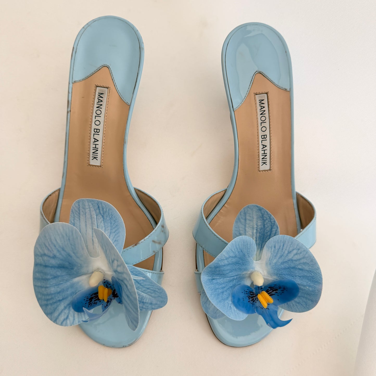 Manolo Blahnik Reworked Orchid Mules - Blue