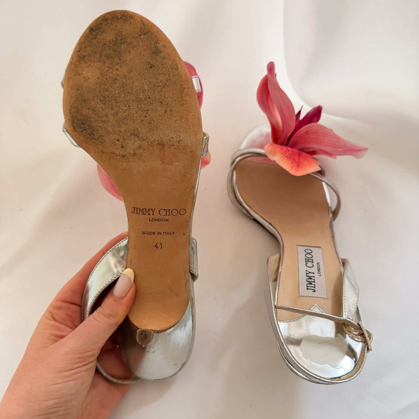 Jimmy Choo Reworked Orchid Heels - Silver & Pink