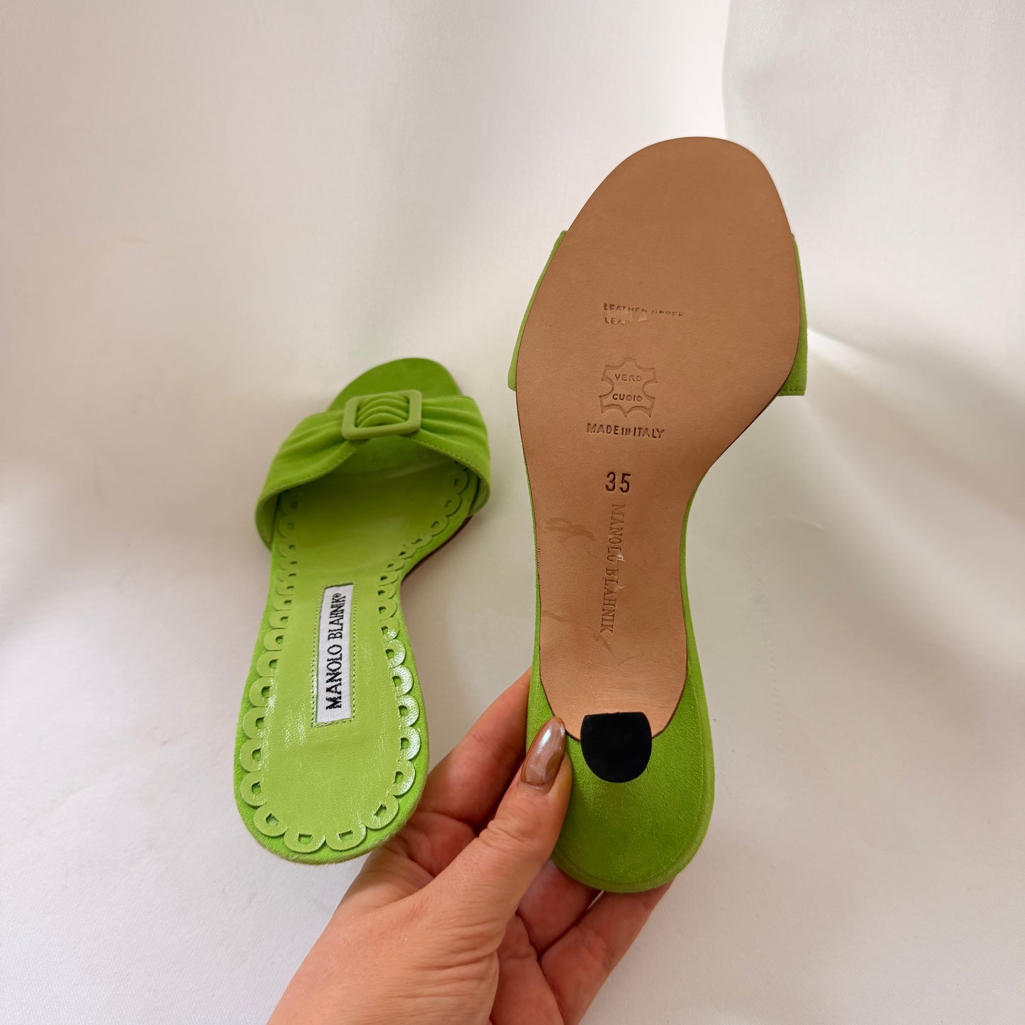Manolo Blahnik Buckle Mules - Green