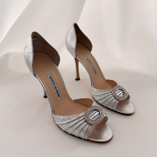 Silver Manolo Blahnik Sedaraby d'Orsay Heels