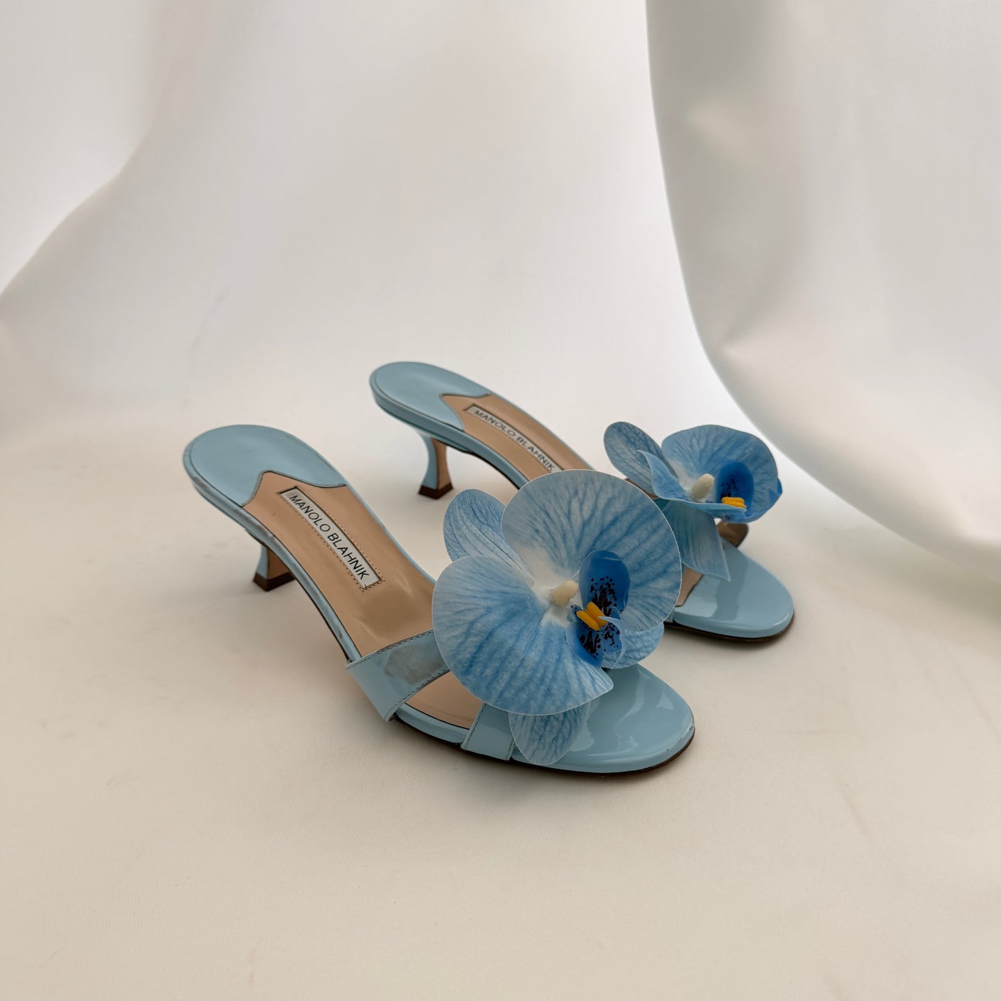Manolo Blahnik Reworked Orchid Mules - Blue