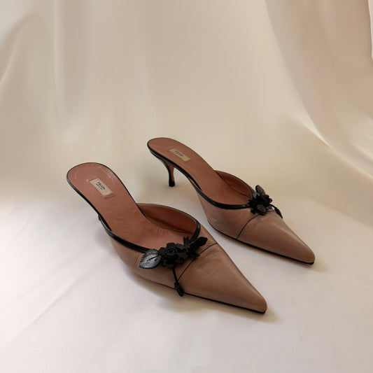 Prada Mules with Floral Detail