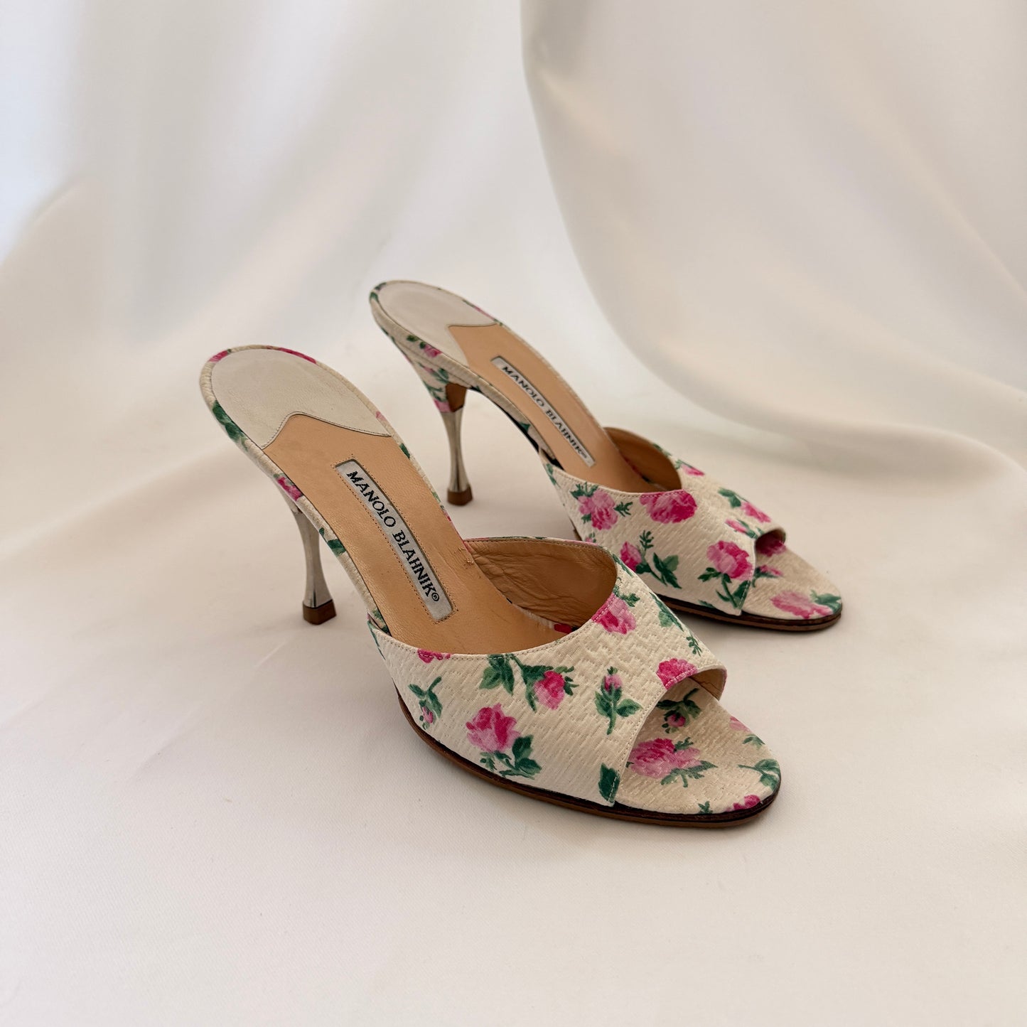 Vintage Manolo Blahnik Floral Mules