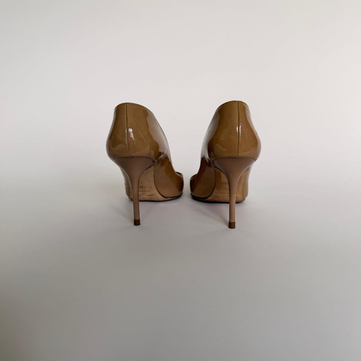 Jimmy Choo Patent Leather Nude Heels (37.5)