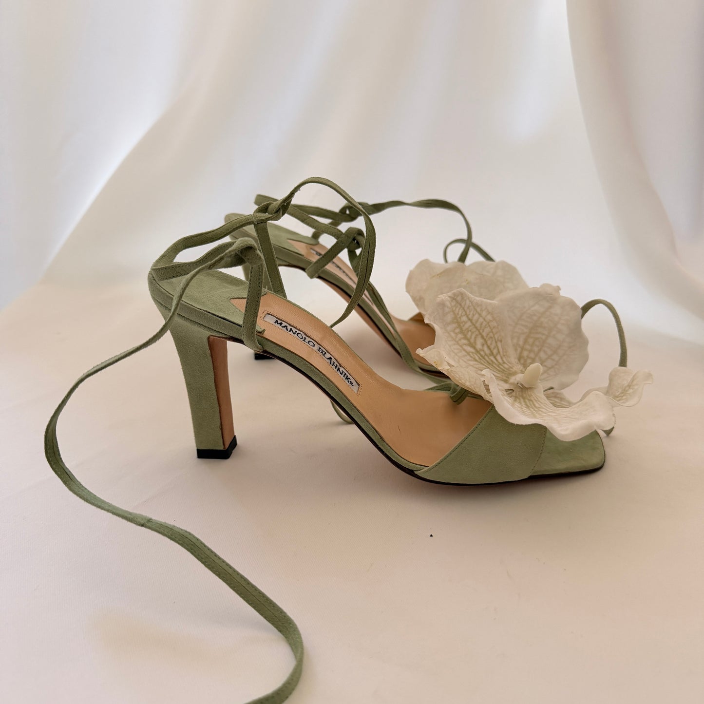 Manolo Blahnik Reworked Orchid Hees - Sage Green