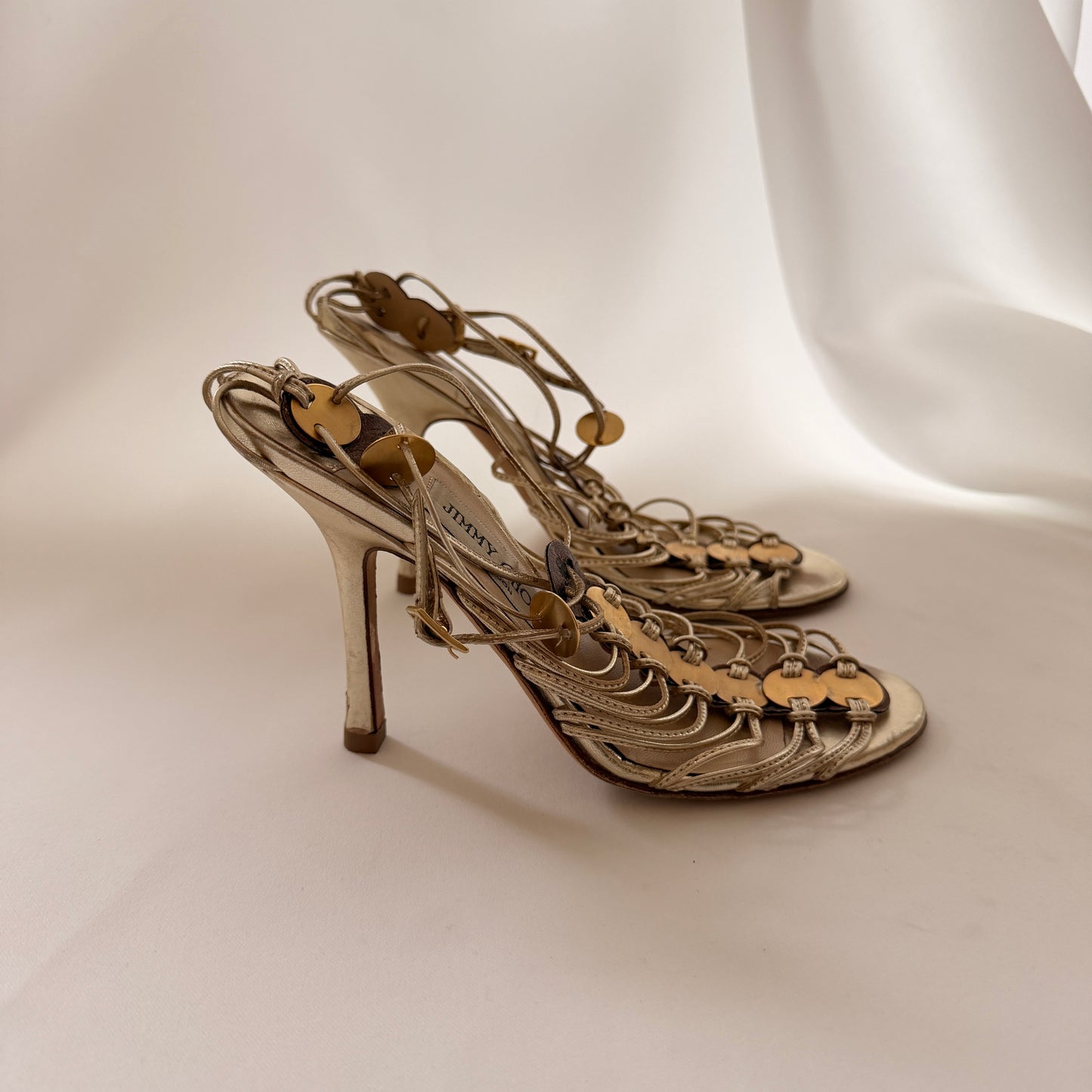 Jimmy Choo Gold Embellished Sandals