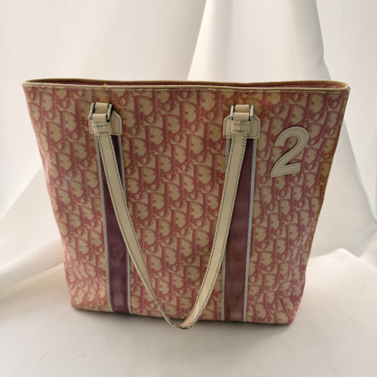 Vintage Christian Dior Oblique Trotter No. 2 Tote - Pink