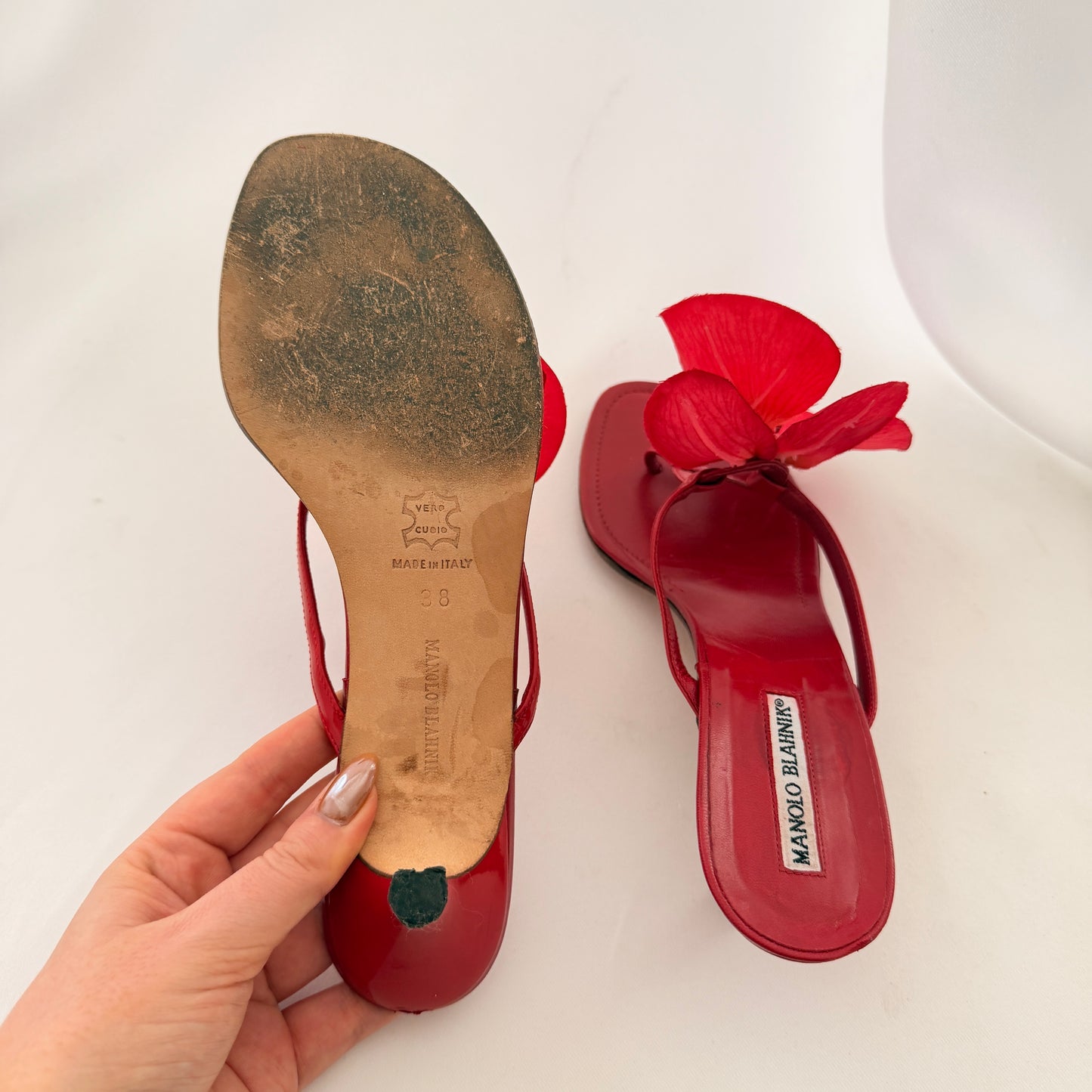 Manolo Blahnik Reworked Orchid Heels - Red