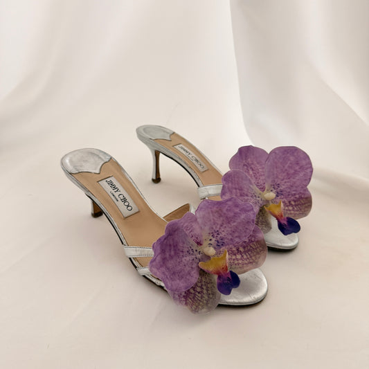 Jimmy Choo Reworked Orchid Mules - Silver