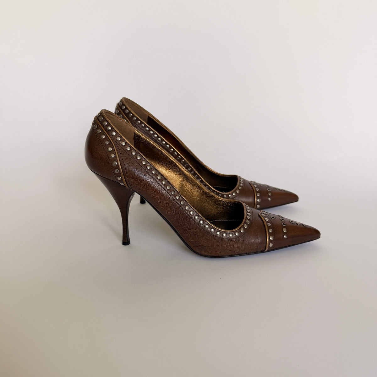 2000s Prada Studded Pointed Toe Pumps