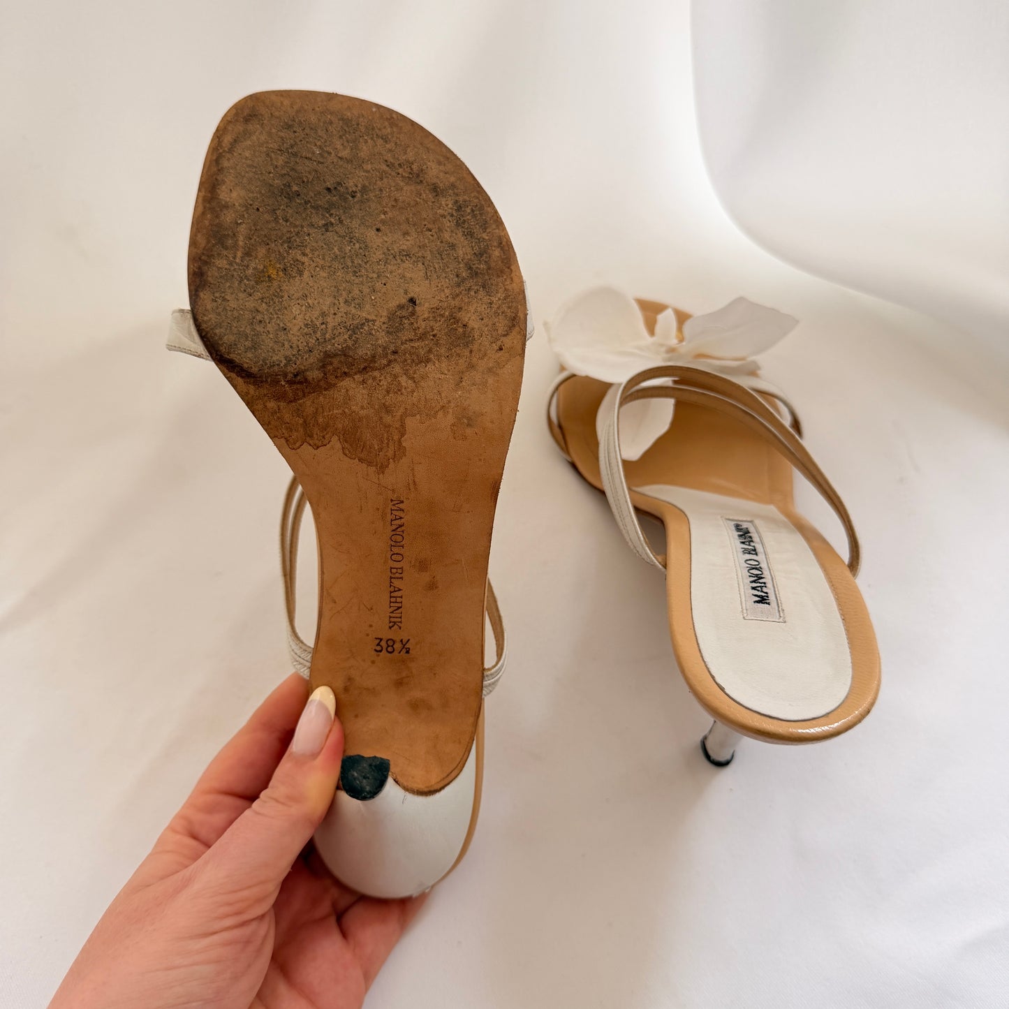 Manolo Blahnik Reworked Orchid Mules - White