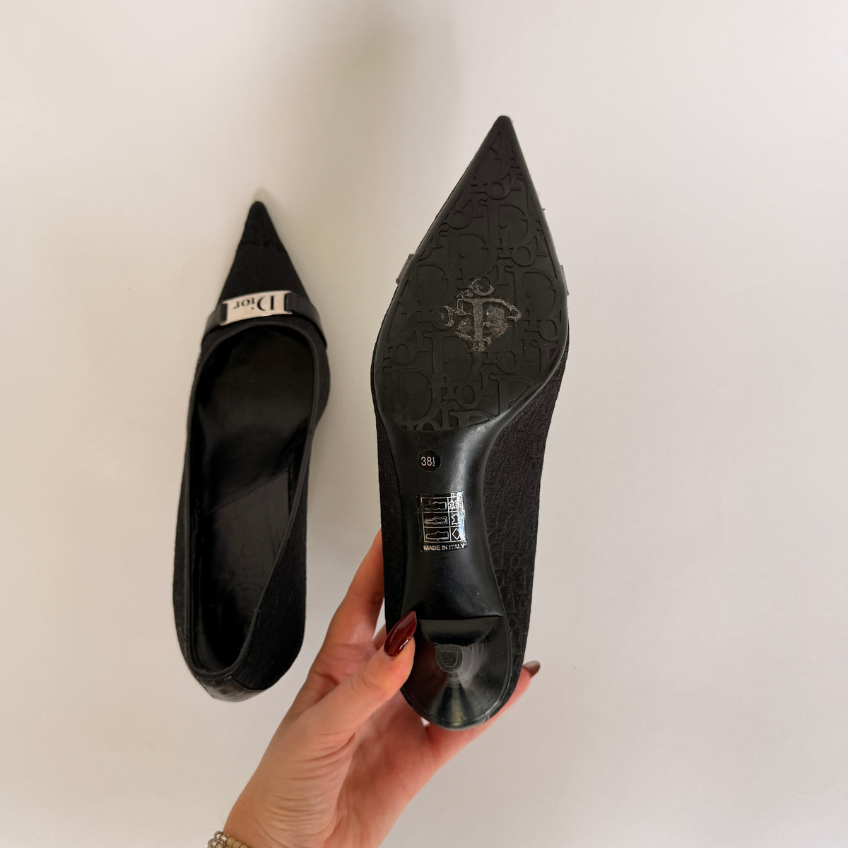 Dior Galliano Diorissimo Monogram Black Pointed Toe Pumps