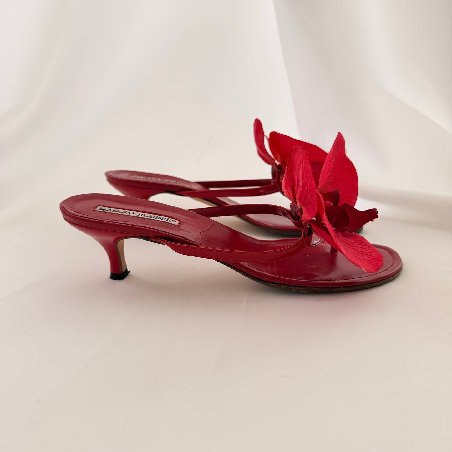 Manolo Blahnik Reworked Orchid Heels - Red