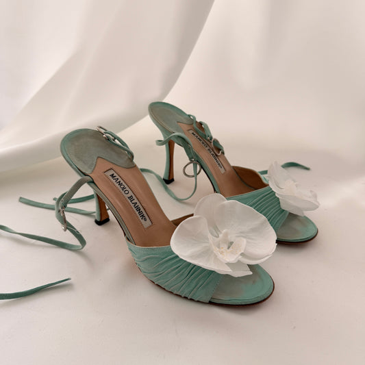 Vintage Suede Reworked Manolo Blahnik Orchid Heels