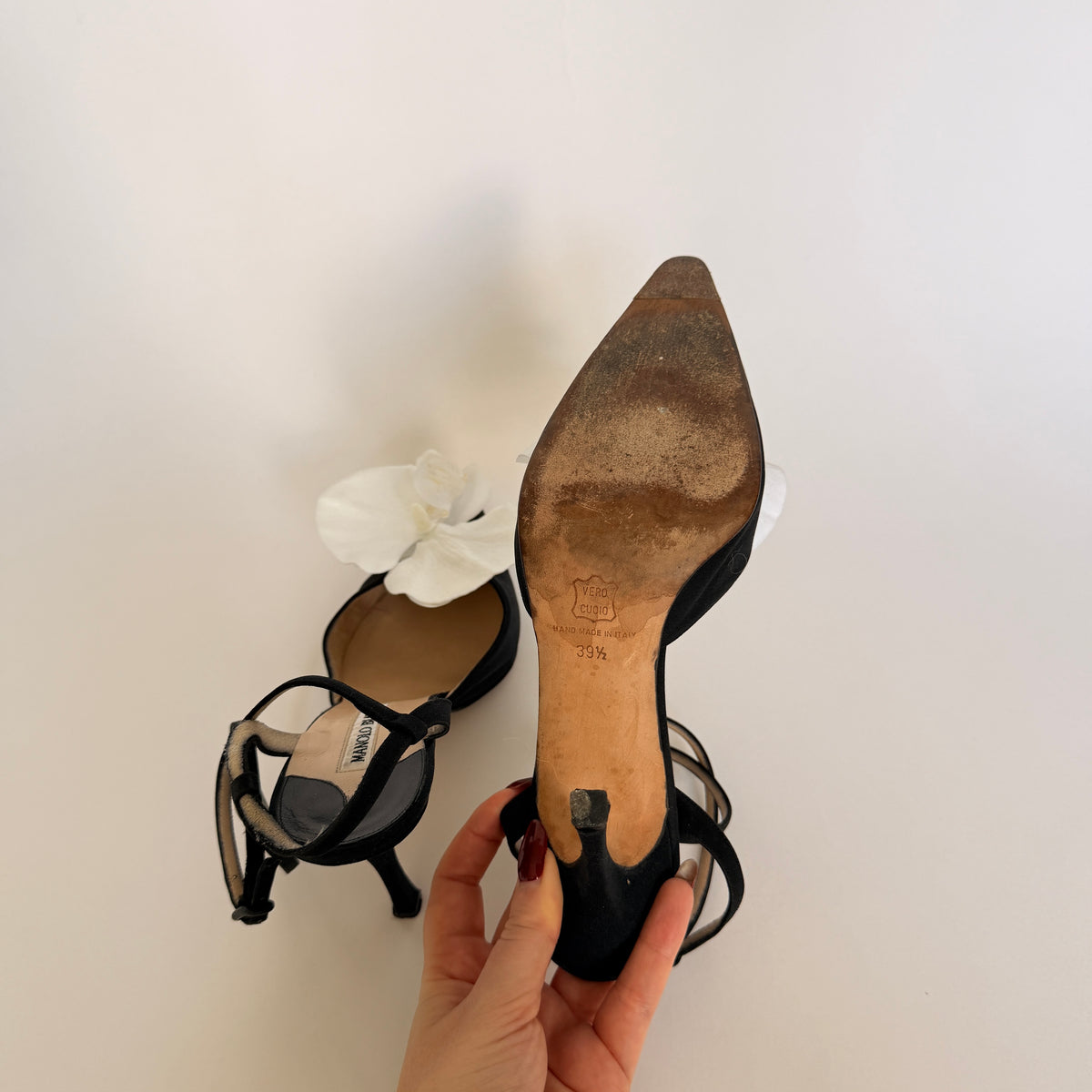 Reworked Manolo Blahnik Orchid Pumps