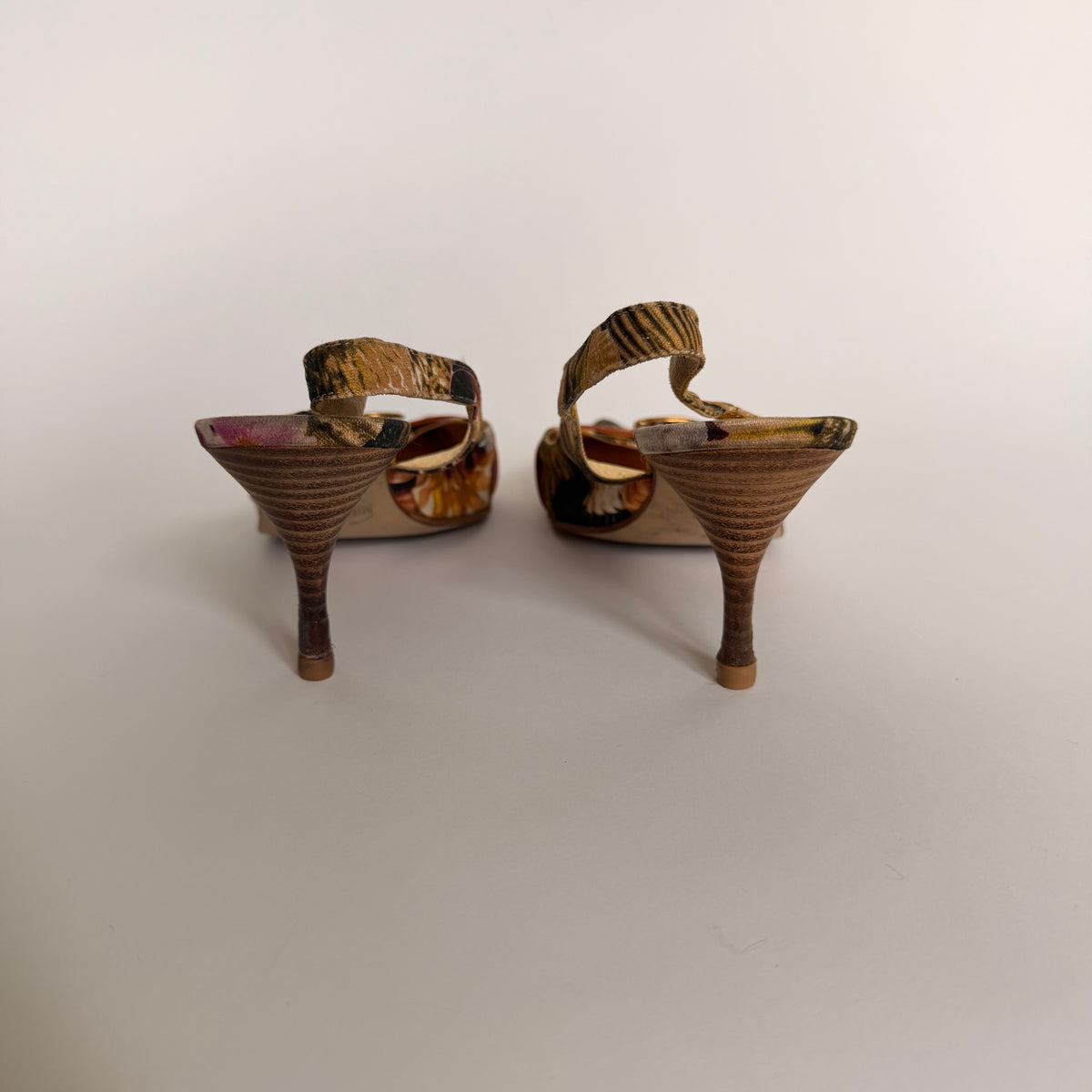 Just Cavalli Floral/Nautical Printed and Embellished Slingbacks