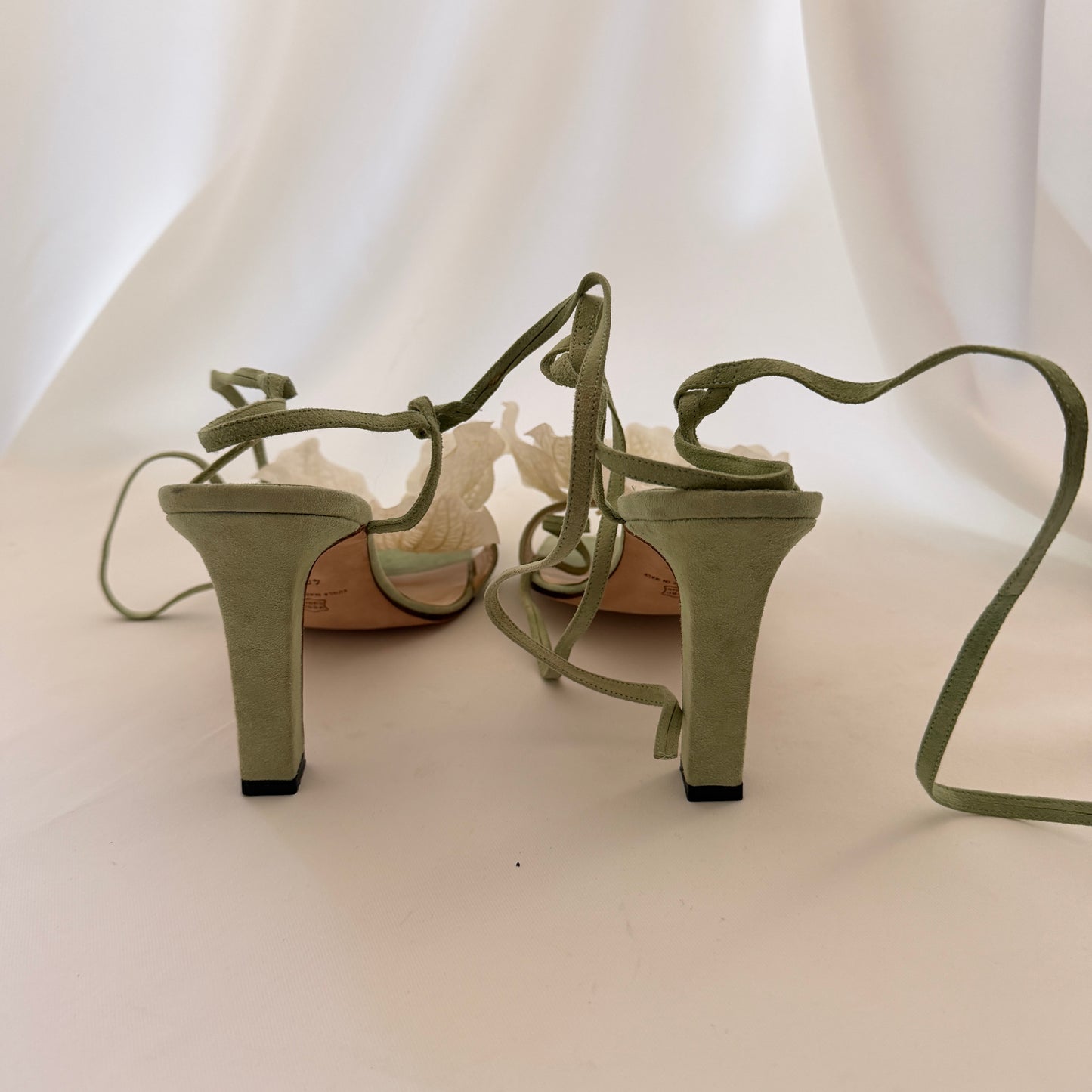 Manolo Blahnik Reworked Orchid Hees - Sage Green