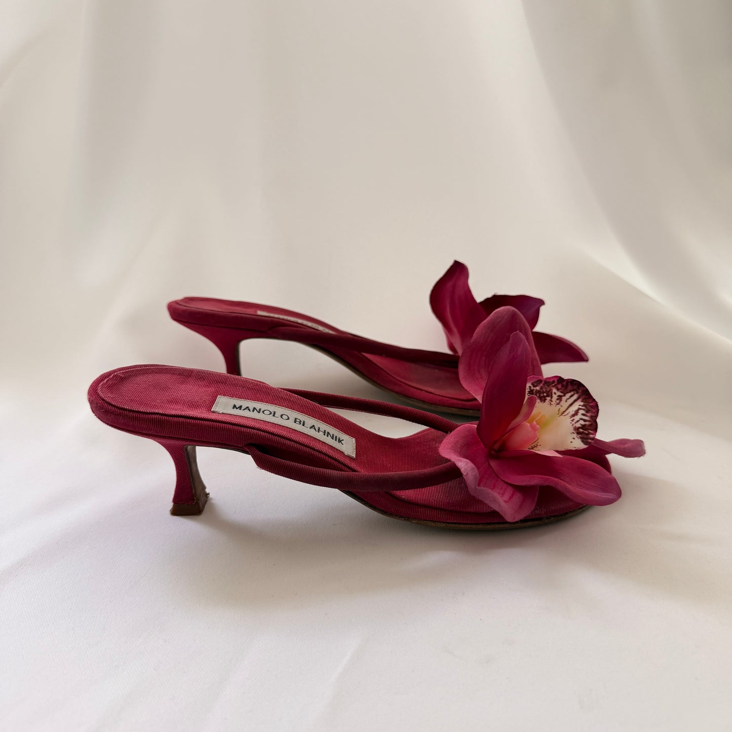 Manolo Blahnik Reworked Orchid Flip Flop Heels