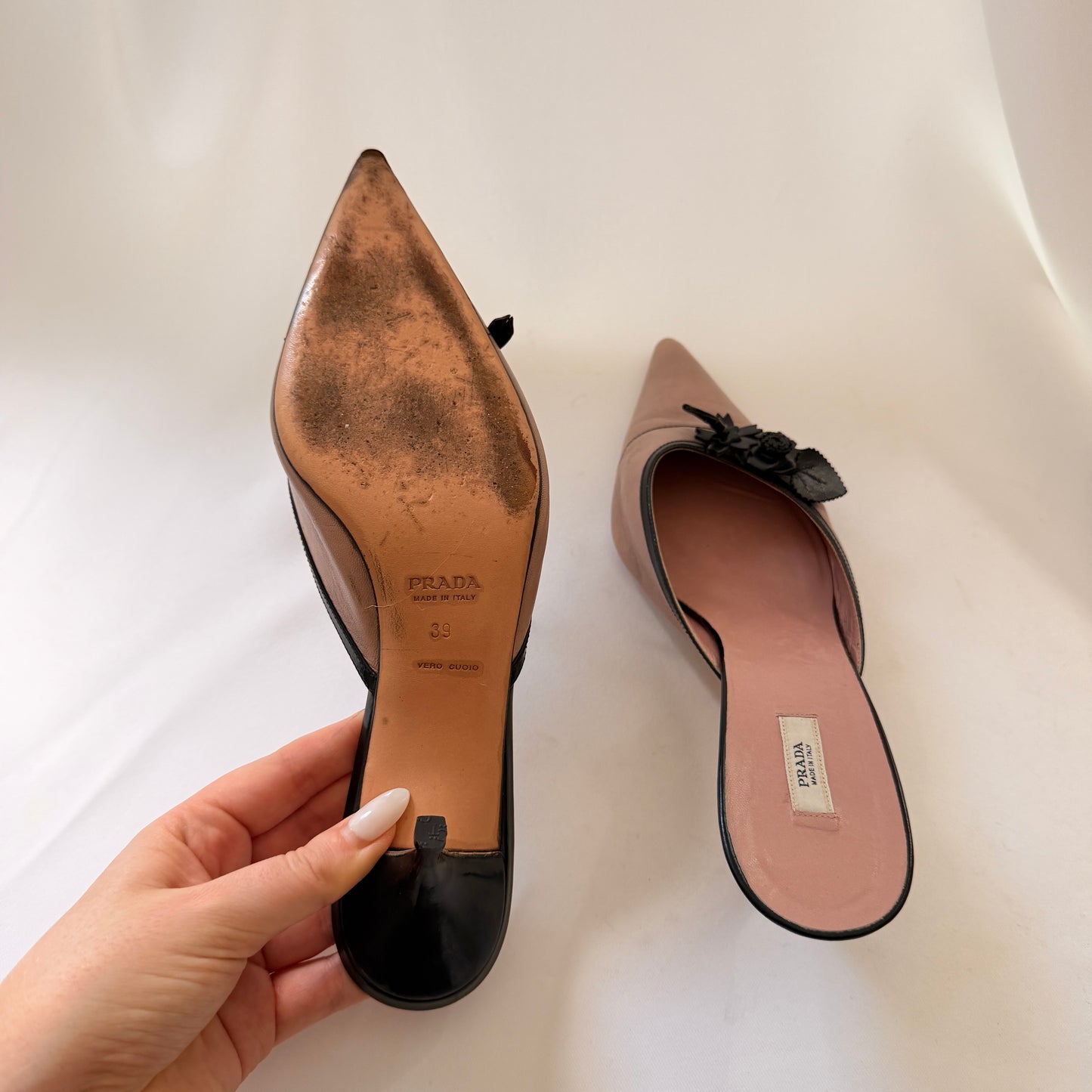 Prada Mules with Floral Detail