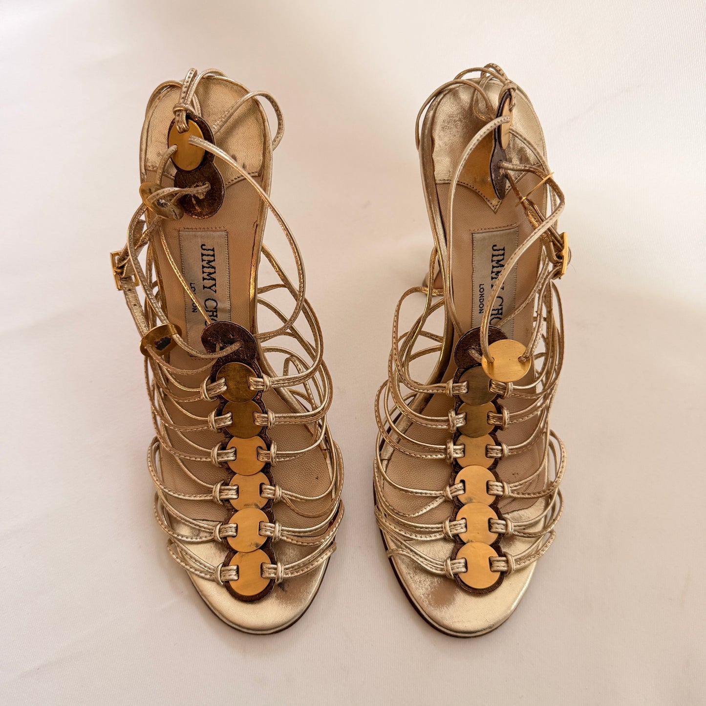 Jimmy Choo Gold Embellished Sandals