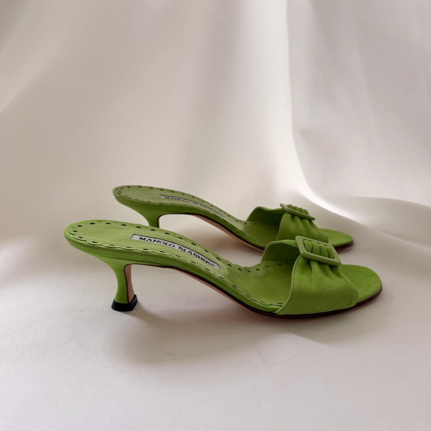 Manolo Blahnik Buckle Mules - Green