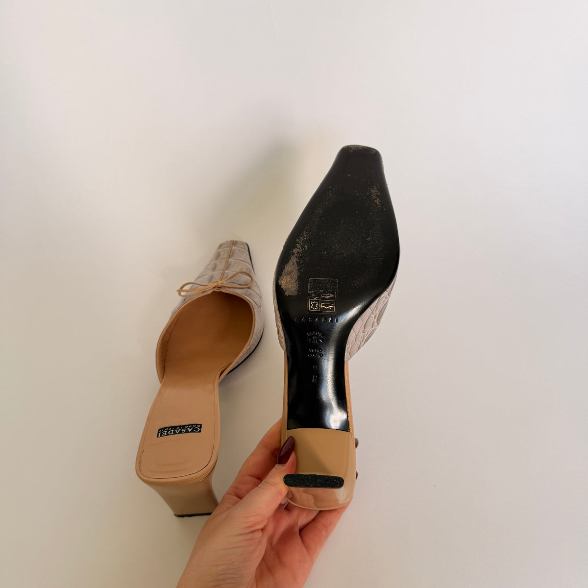 Casadei Pellame Horn Beige Mules
