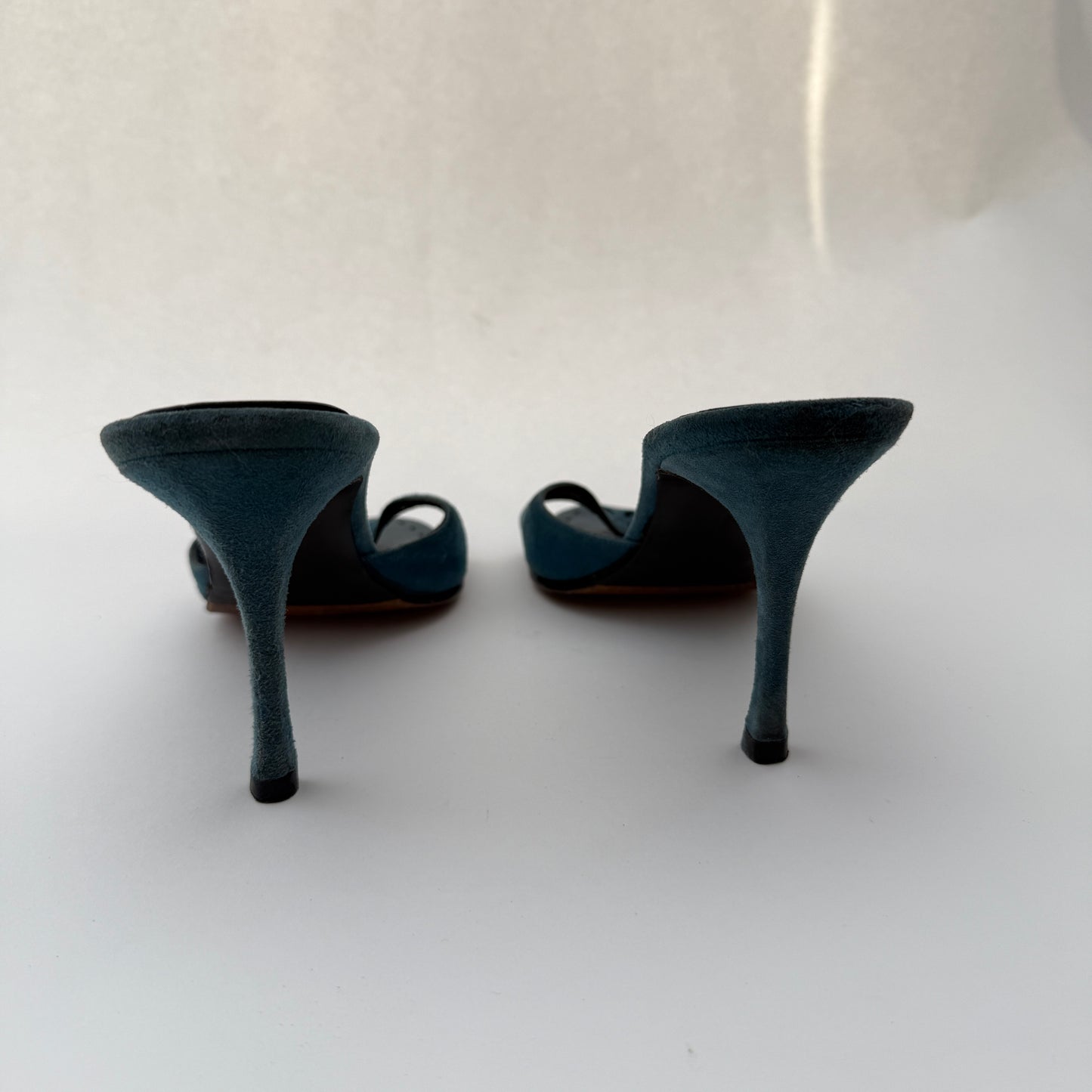 Manolo Blahnik Vintage Suede Cutout Mules