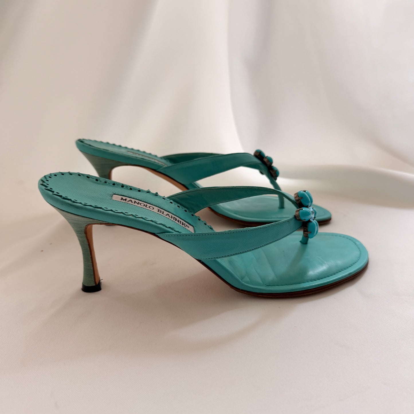 Manolo Blahnik Embellished Flip Flop Heels