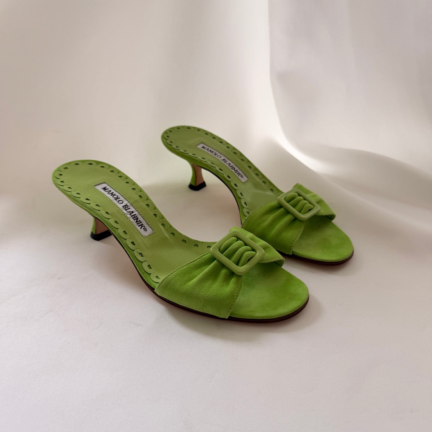 Manolo Blahnik Buckle Mules - Green
