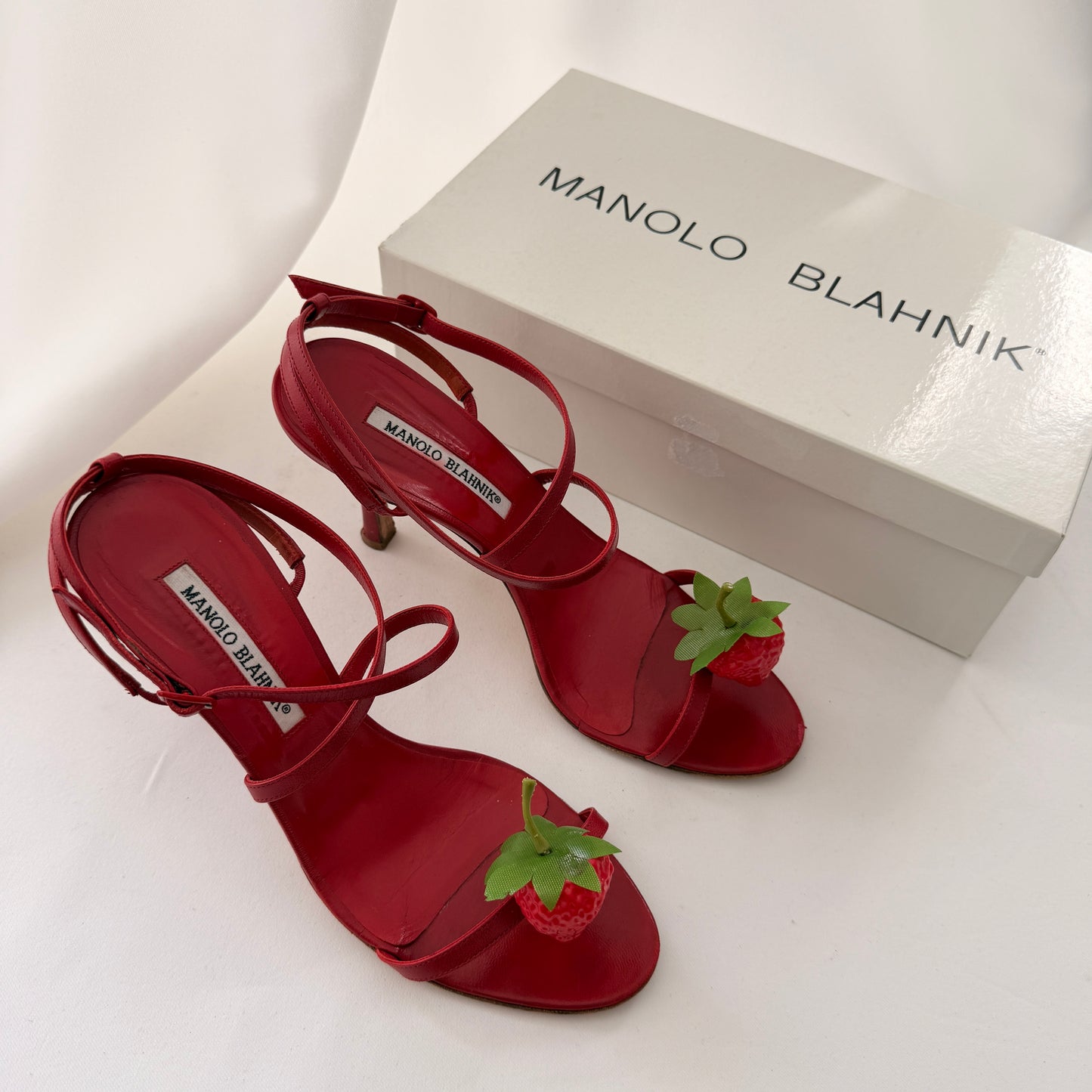 Manolo Blahnik Reworked Strawberry Heels