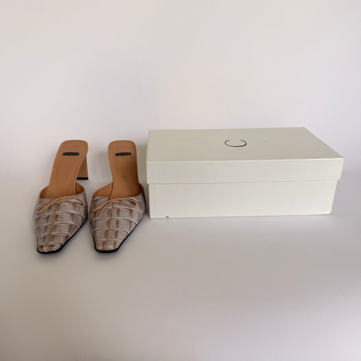 Casadei Pellame Horn Beige Mules