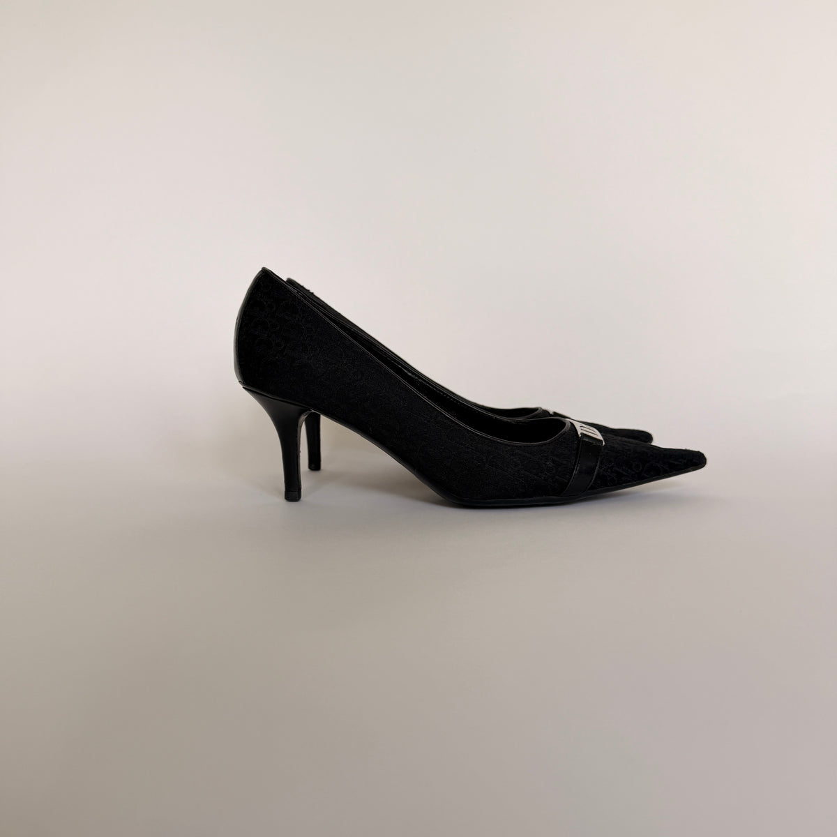 Dior Galliano Diorissimo Monogram Black Pointed Toe Pumps