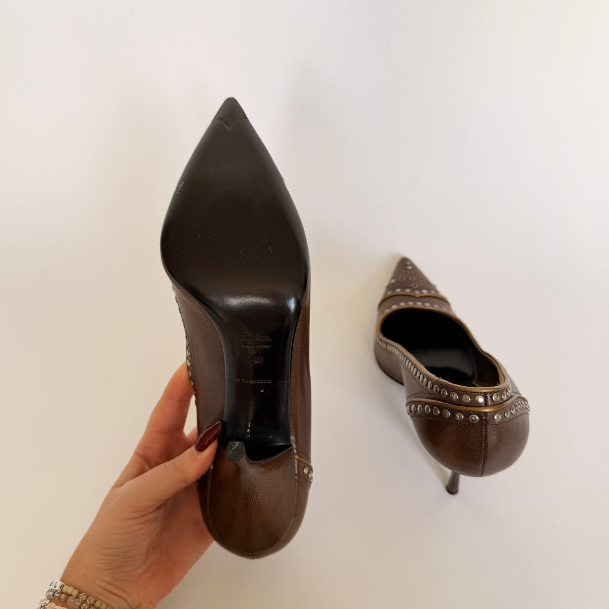 2000s Prada Studded Pointed Toe Pumps