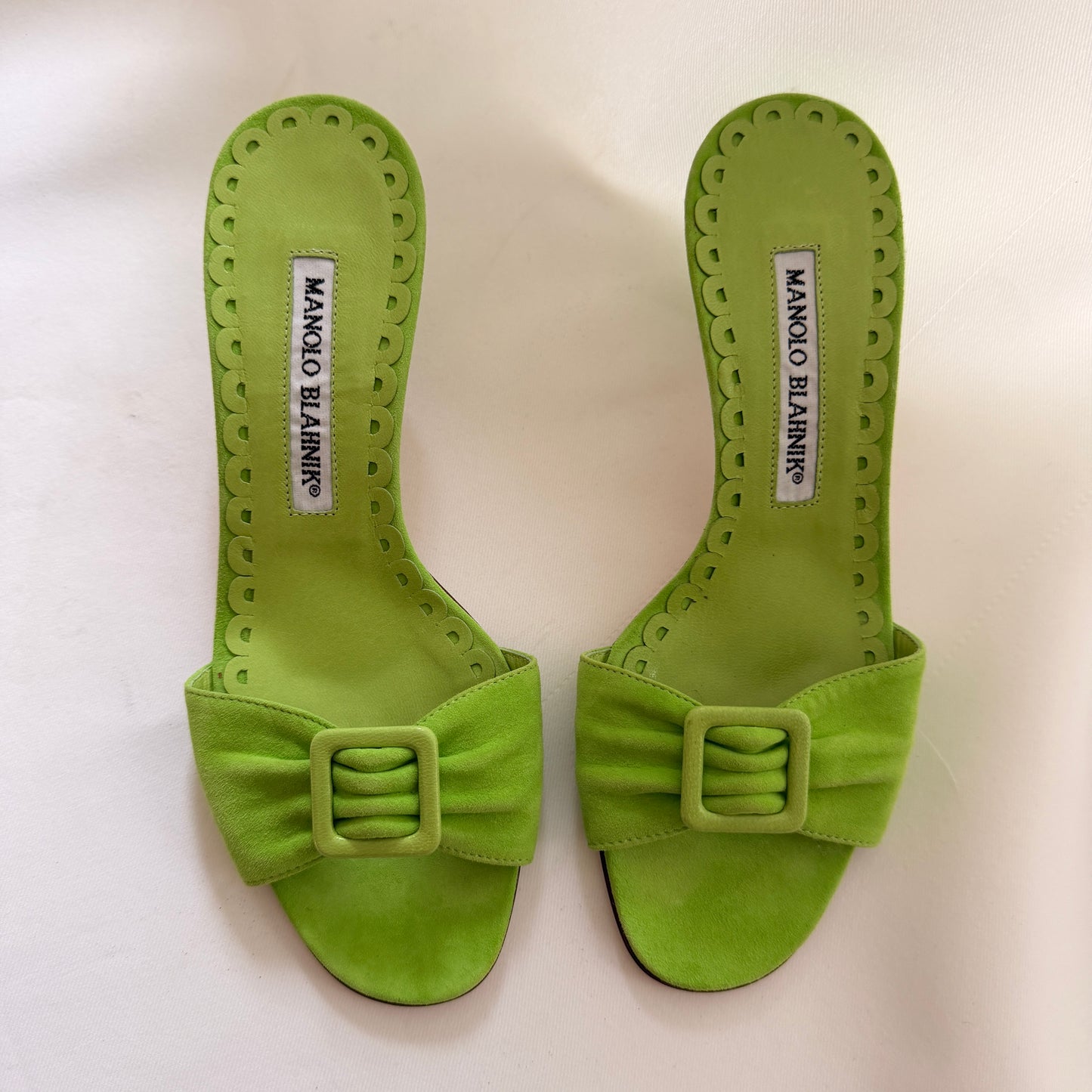 Manolo Blahnik Buckle Mules - Green