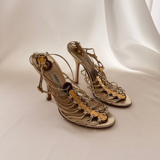 Jimmy Choo Gold Embellished Sandals