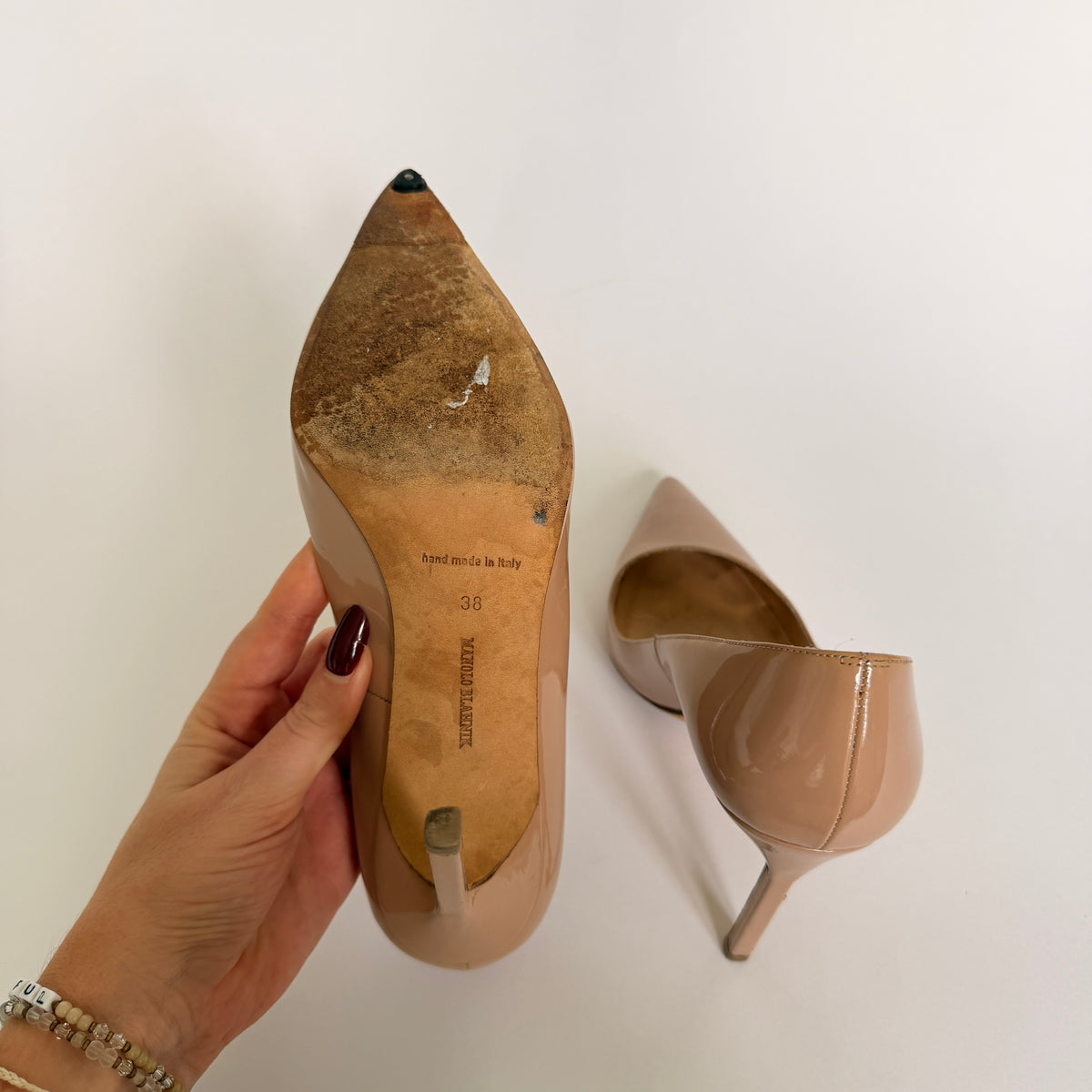 Manolo Blahnik BB Pump in Nude Patent (38)