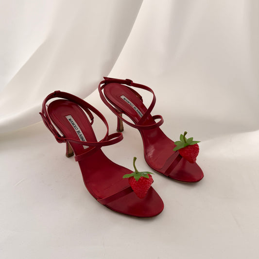 Manolo Blahnik Reworked Strawberry Heels