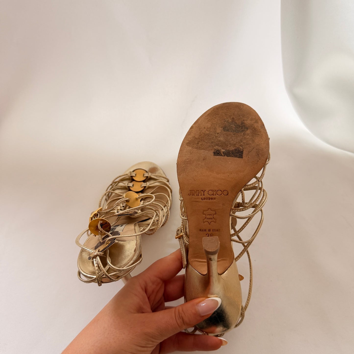 Jimmy Choo Gold Embellished Sandals
