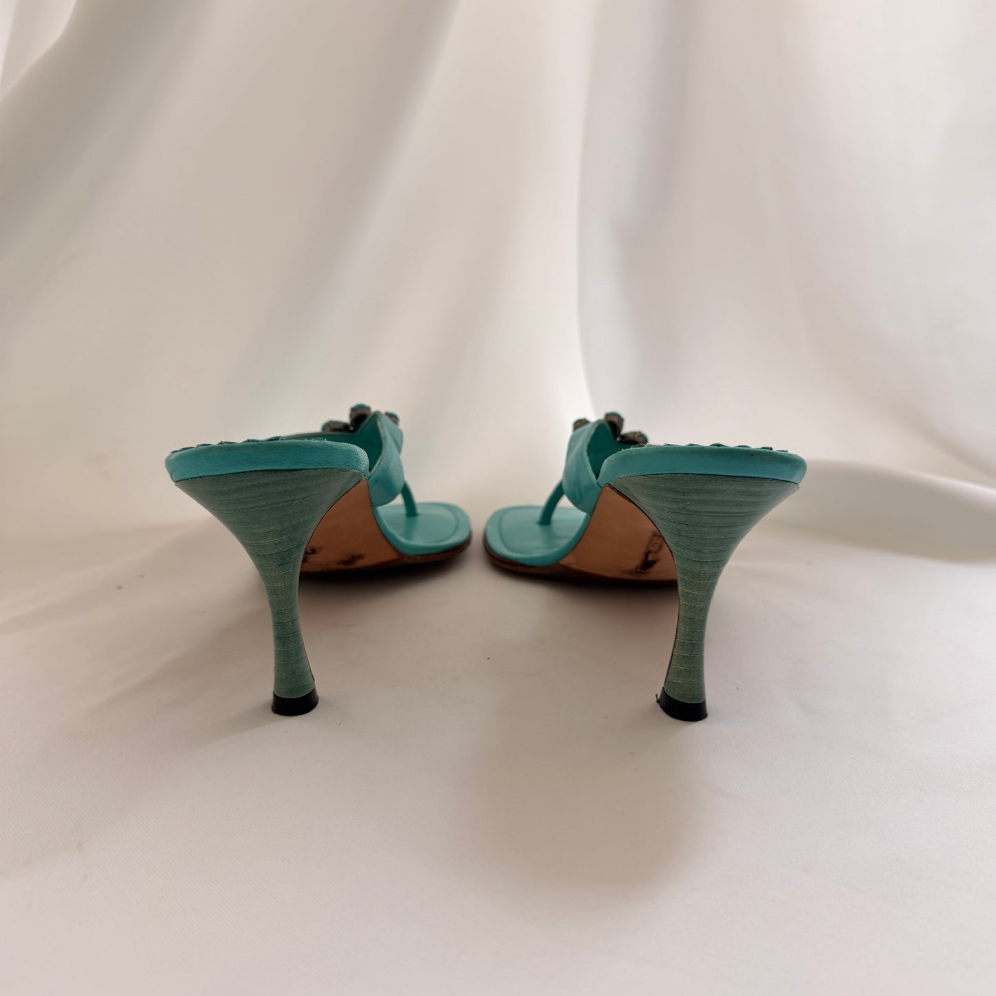 Manolo Blahnik Embellished Flip Flop Heels
