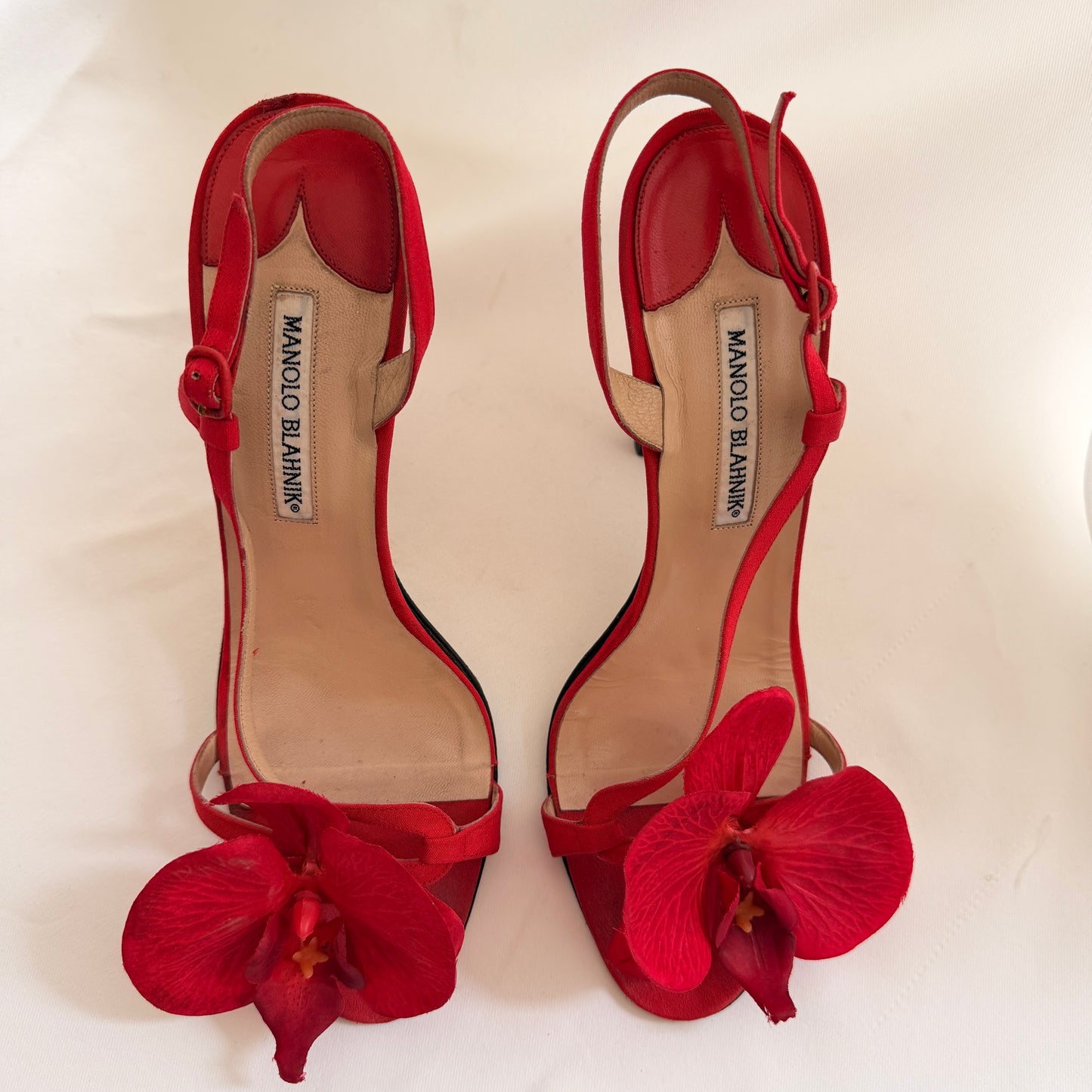Manolo Blahnik Reworked Orchid Heels - Red